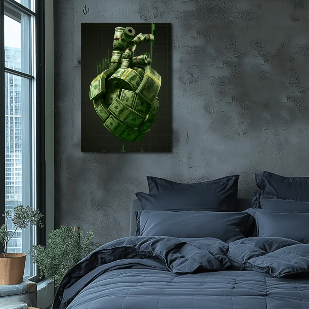 Human Heart Made of Dollar Bills Money – Wall Art