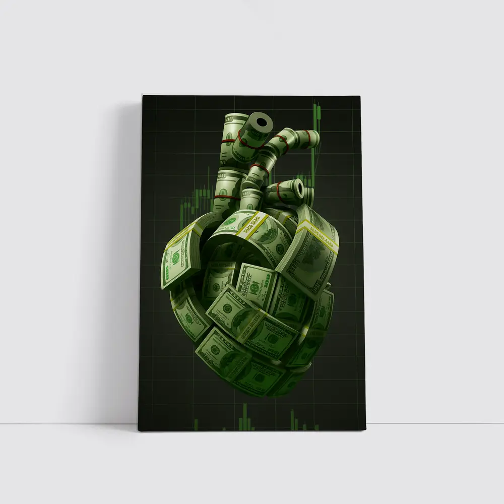 Human Heart Made of Dollar Bills Money – Wall Art