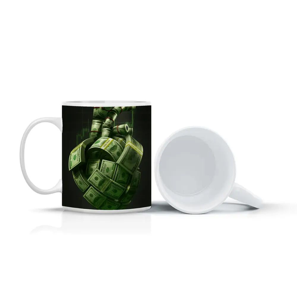 Human Heart Made of Dollar Bills Money – Mugs