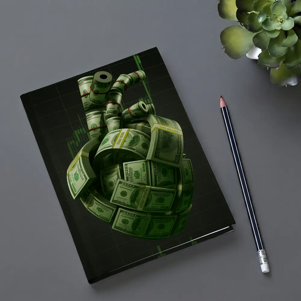 Human Heart Made of Dollar Bills Money – Notebooks