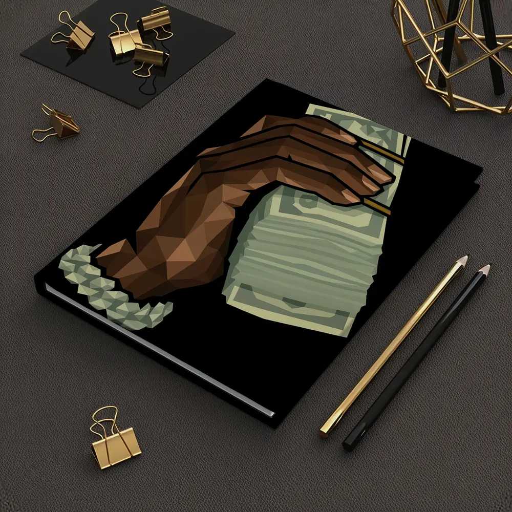 Low Poly Hand Holding Cash Black Background – Notebooks