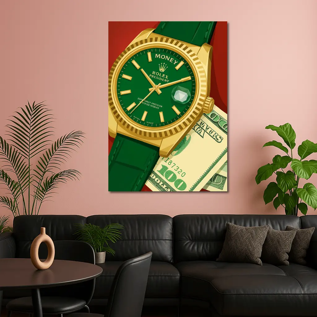 Rolex President Watch Green Dial Money Art – Wall Art