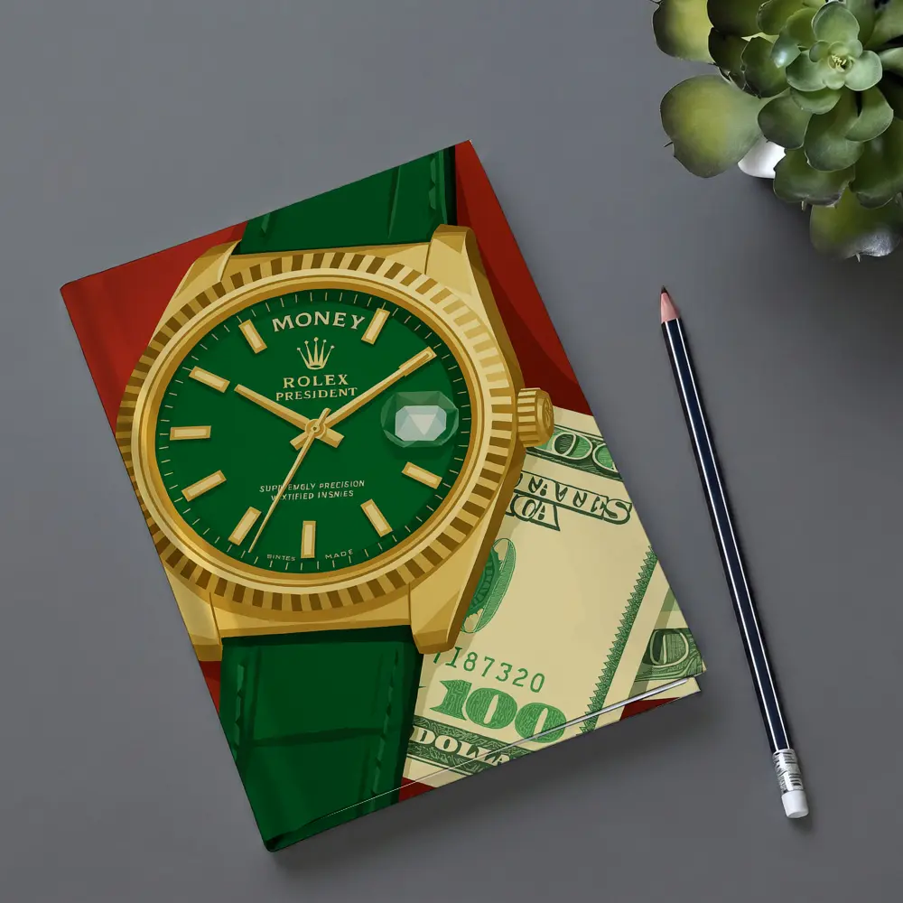 Rolex President Watch Green Dial Money Art – Notebooks