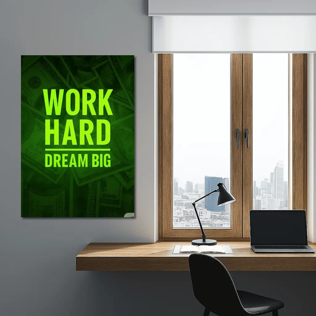 Work Hard Dream Big Money Background Art – Wall Art