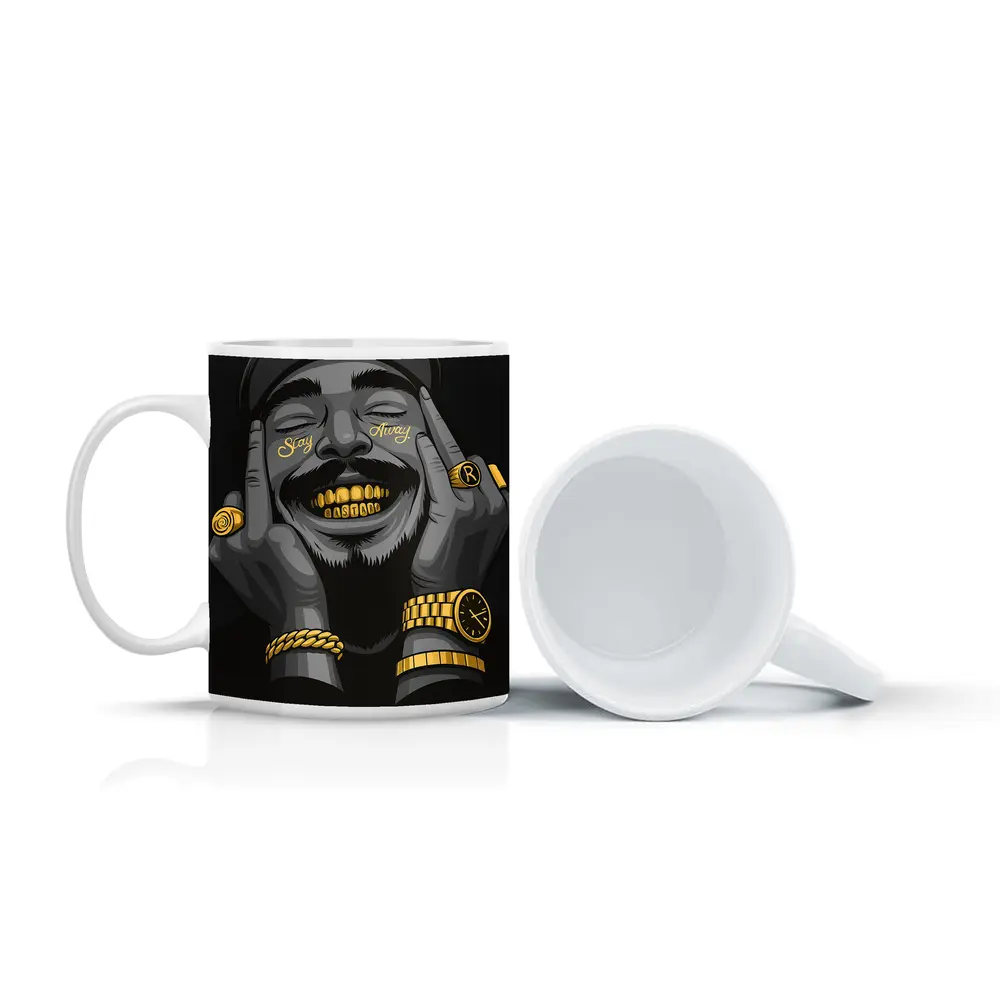 Hip Hop Artist Gold Grillz Dark Background – Mugs