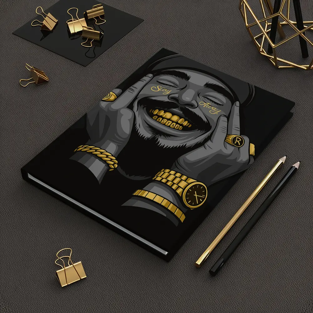 Hip Hop Artist Gold Grillz Dark Background – Notebooks