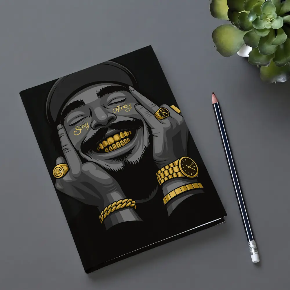 Hip Hop Artist Gold Grillz Dark Background – Notebooks