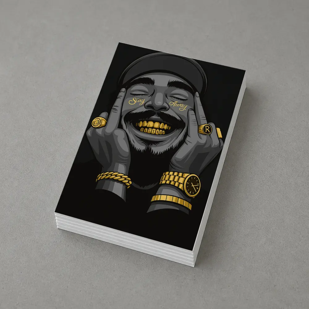 Hip Hop Artist Gold Grillz Dark Background – Postcards