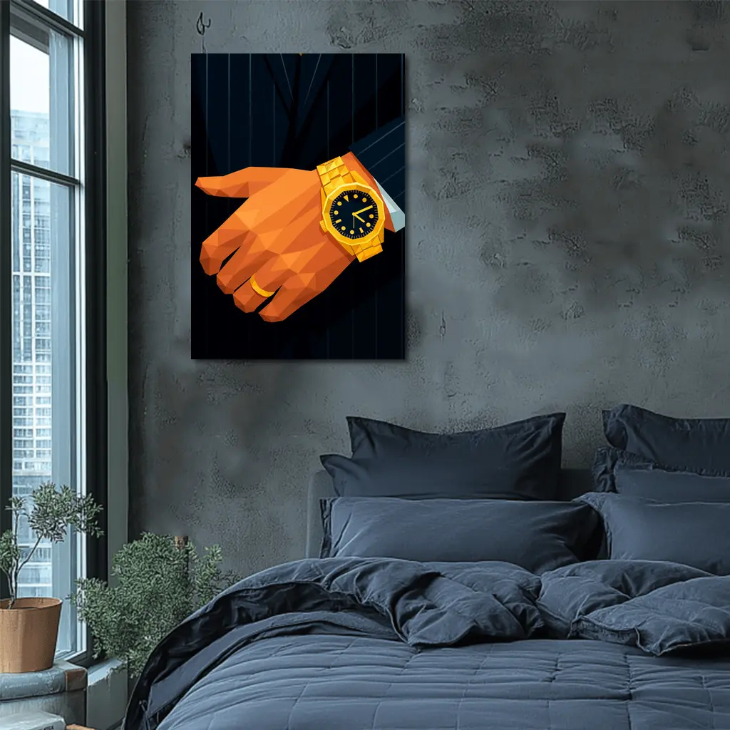 Gold Watch Man Suit Low Poly Art – Wall Art