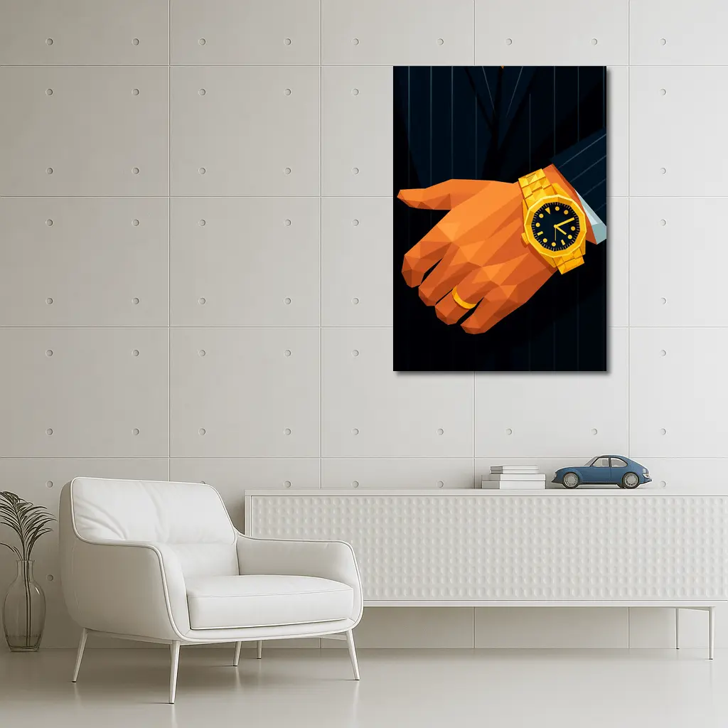 Gold Watch Man Suit Low Poly Art – Wall Art
