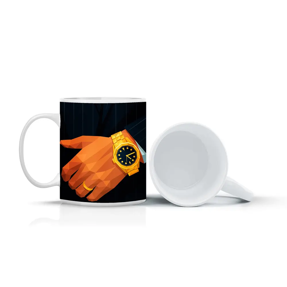 Gold Watch Man Suit Low Poly Art – Mugs