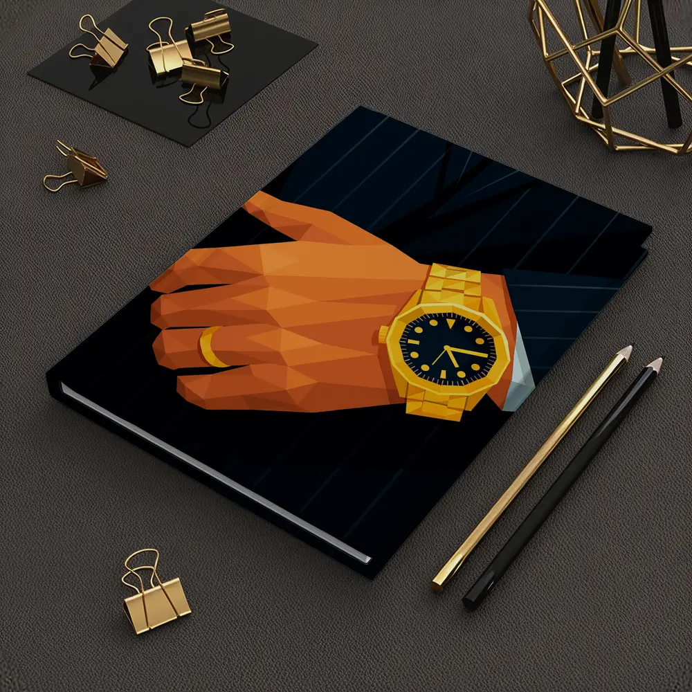 Gold Watch Man Suit Low Poly Art – Notebooks