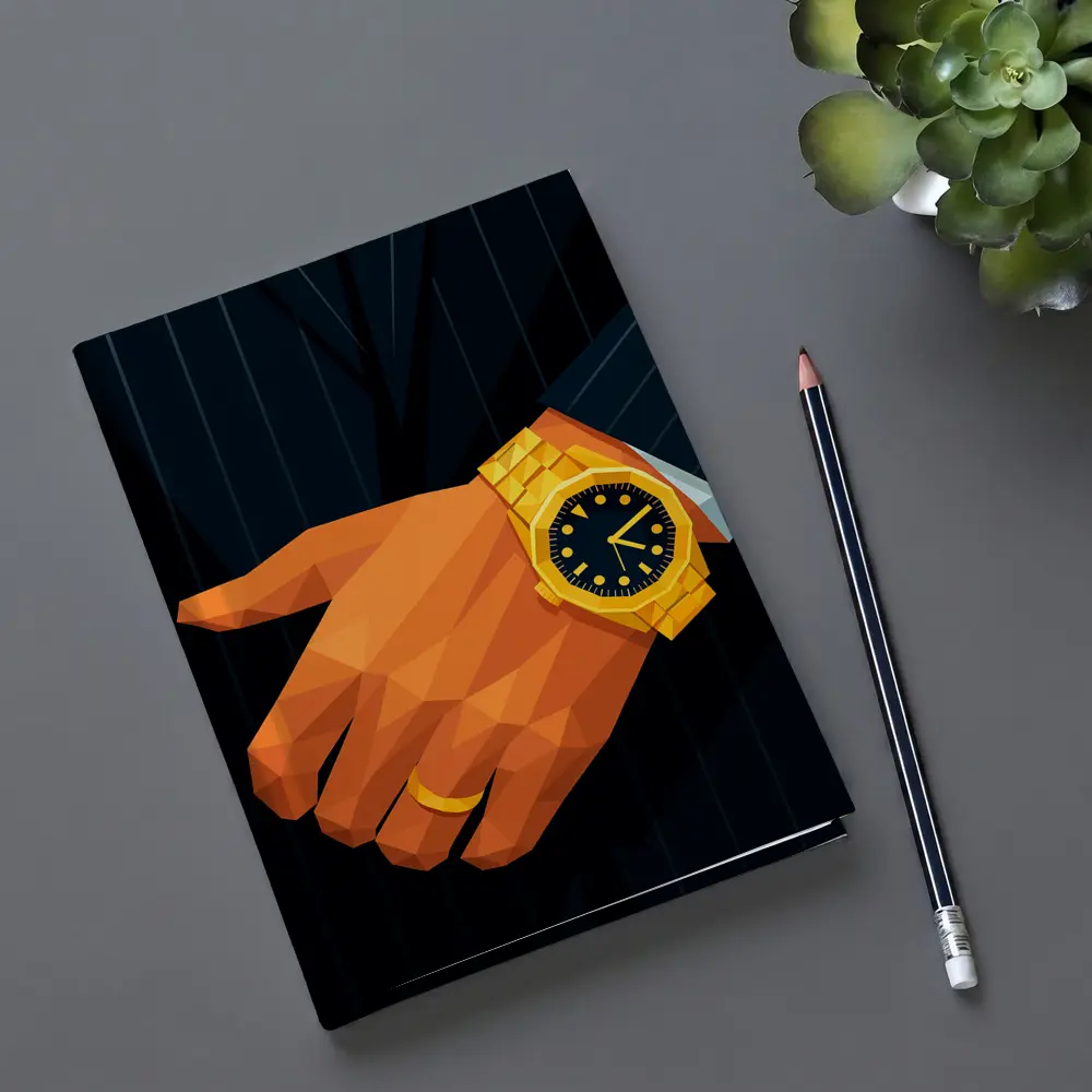 Gold Watch Man Suit Low Poly Art – Notebooks