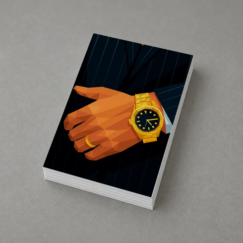 Gold Watch Man Suit Low Poly Art – Postcards
