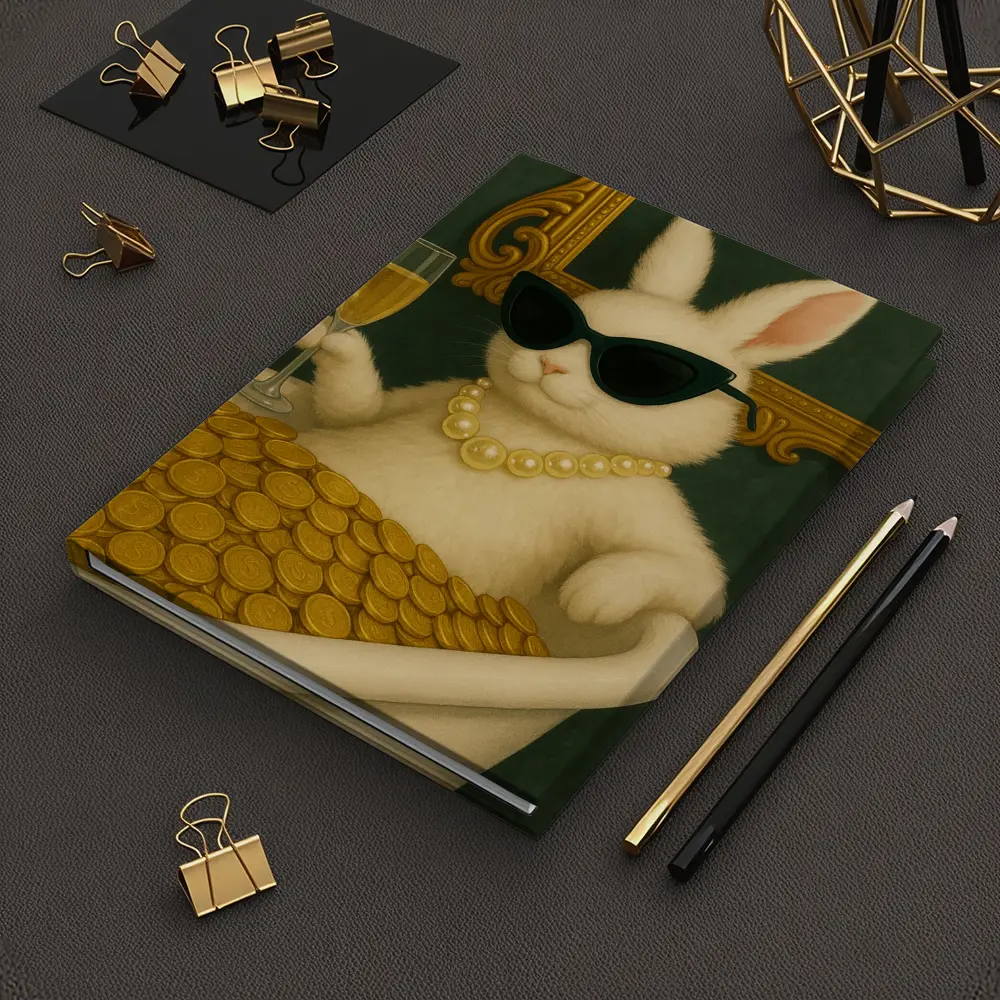 Rich Bunny Bathing In Gold Coins – Notebooks