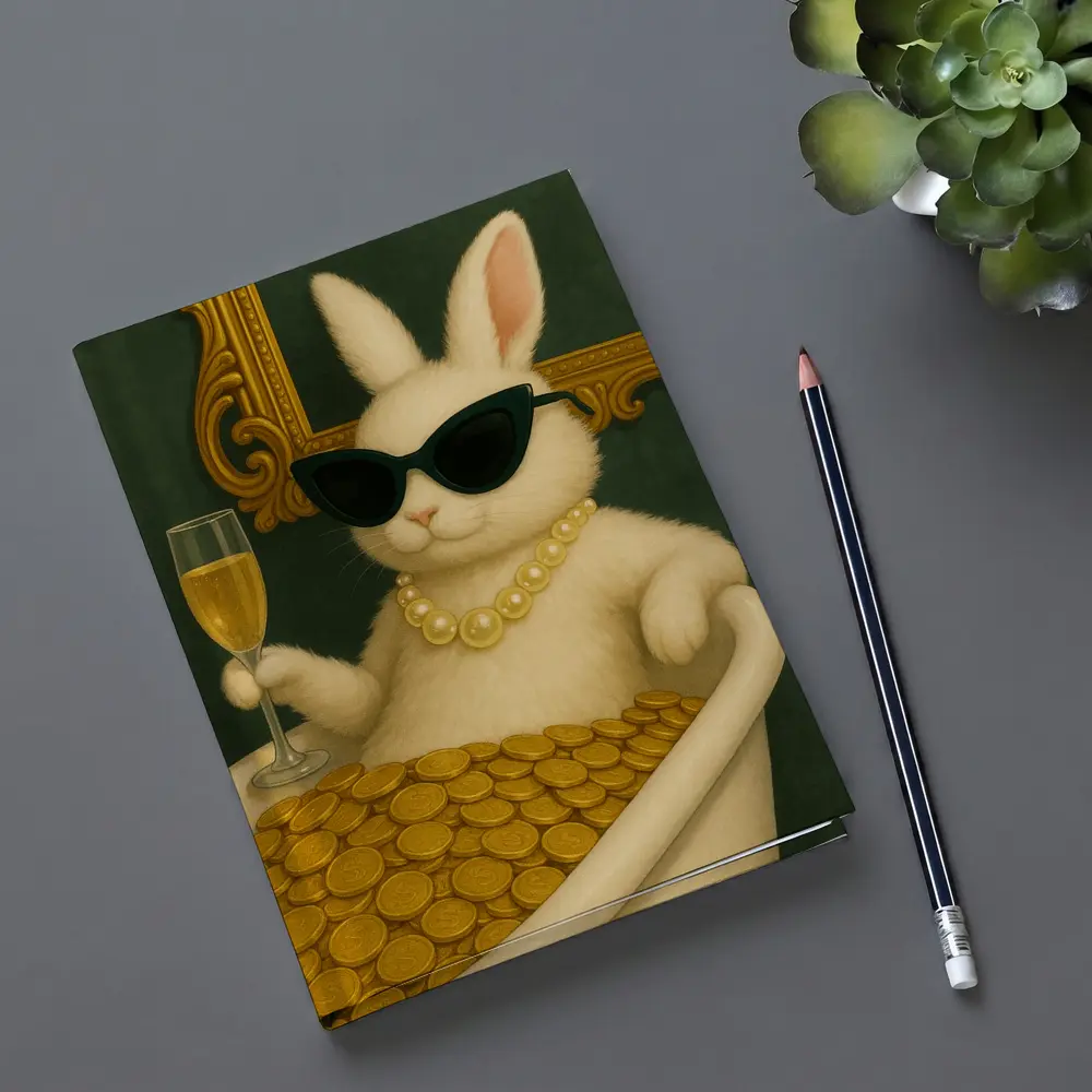 Rich Bunny Bathing In Gold Coins – Notebooks