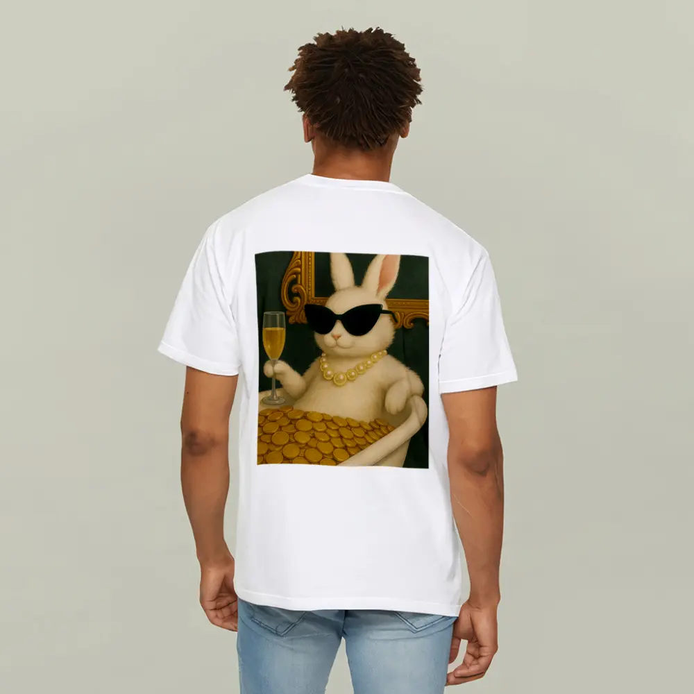 Rich Bunny Bathing In Gold Coins – T-Shirts