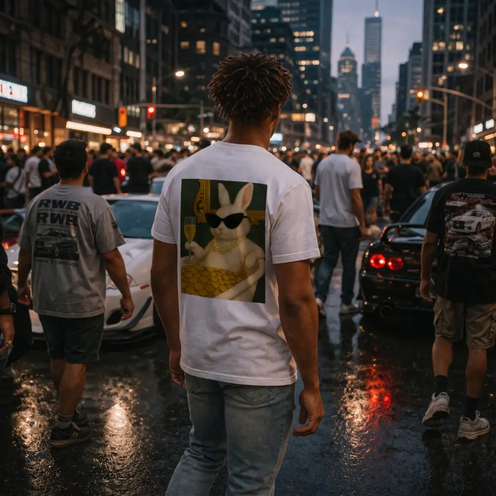Rich Bunny Bathing In Gold Coins – T-Shirts