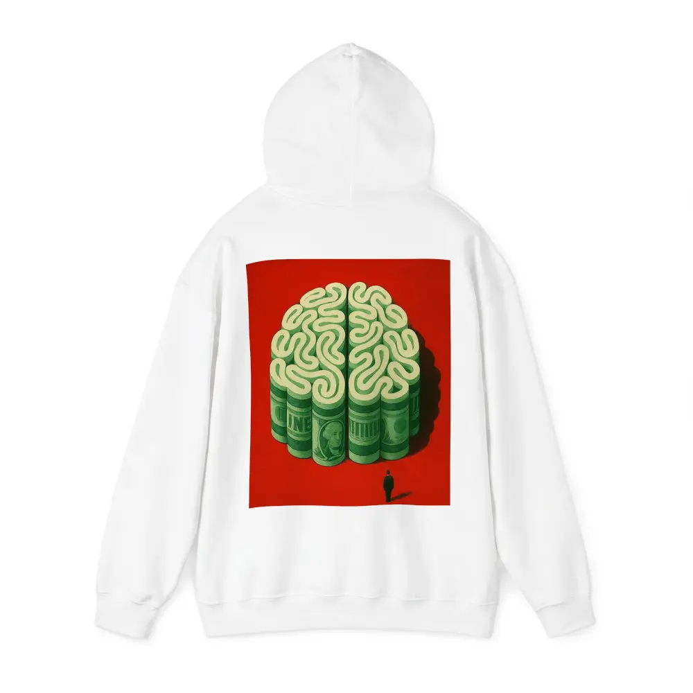 Money Brain Illustration Man Red Background – Hoodies