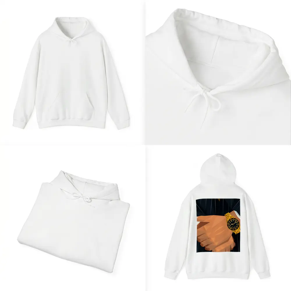 Gold Watch Low Poly Man Dark Suit – Hoodies