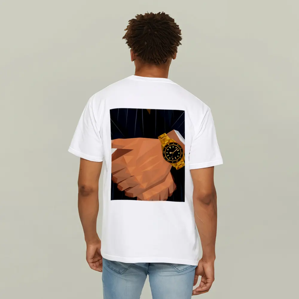 Gold Watch Low Poly Man Dark Suit – T-Shirts