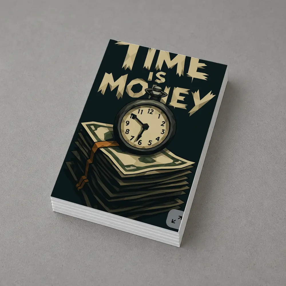 Time Is Money Pocket Watch Cash Stack – Postcards