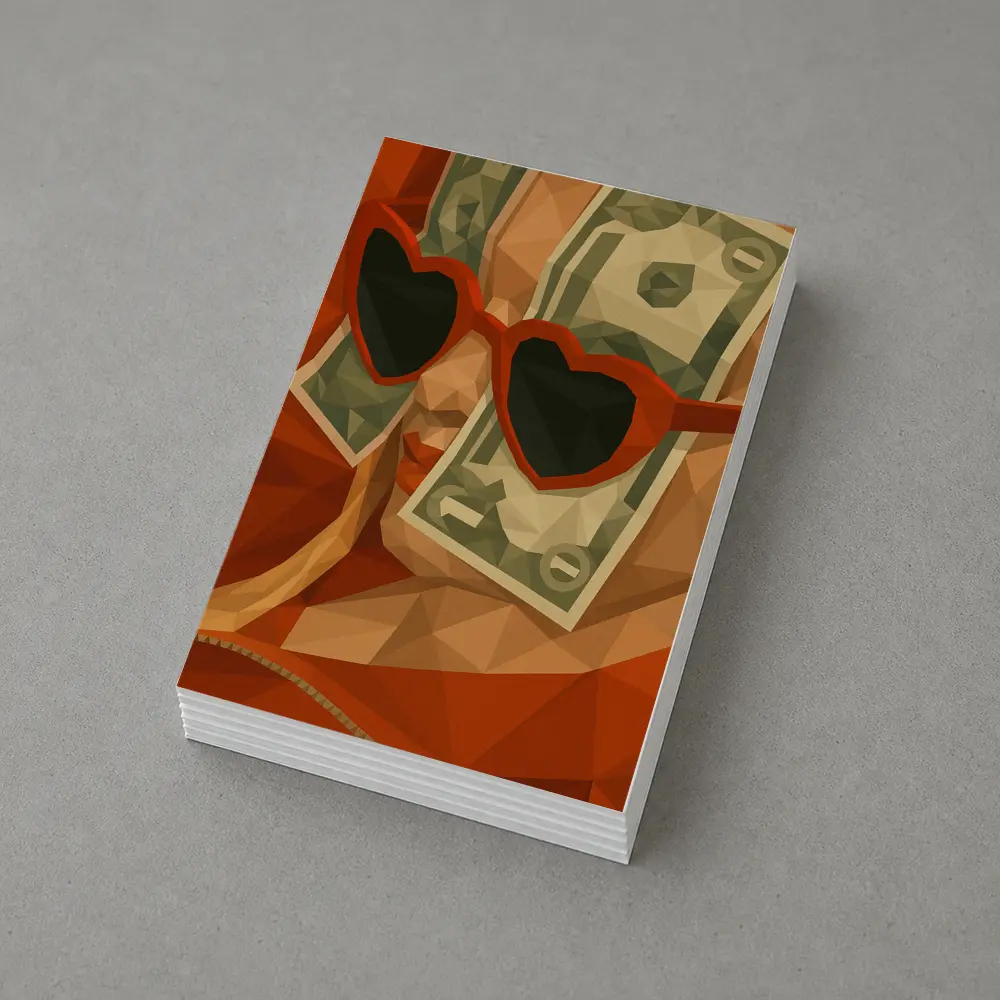 Woman Heart Sunglasses Dollar Bills Low Poly – Postcards