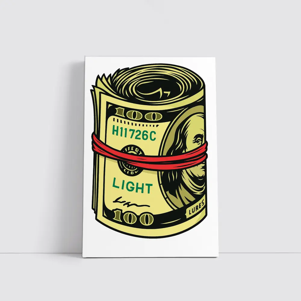 Roll of Hundred Dollar Bills Red Band – Wall Art
