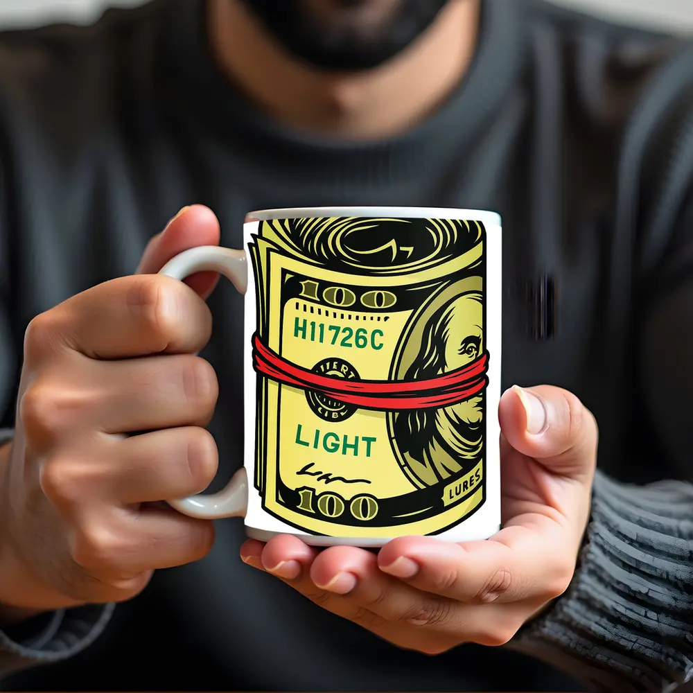 Roll of Hundred Dollar Bills Red Band – Mugs