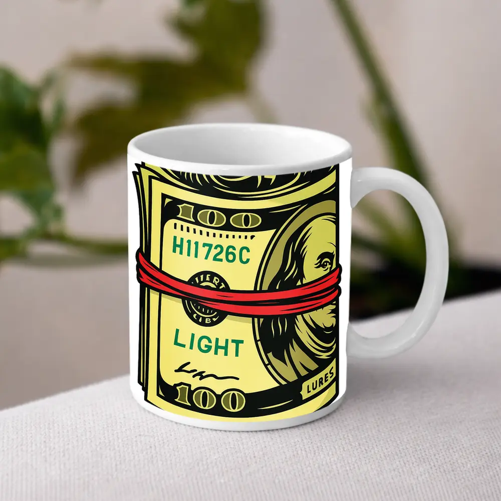 Roll of Hundred Dollar Bills Red Band – Mugs