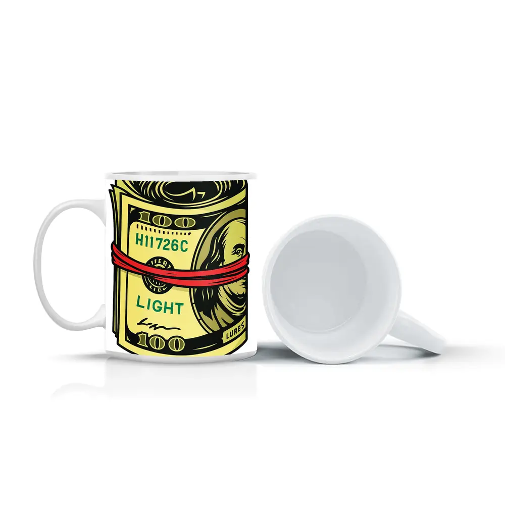 Roll of Hundred Dollar Bills Red Band – Mugs