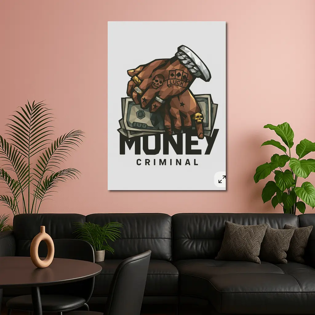 Money Criminal Tattooed Hand Gripping Cash – Wall Art