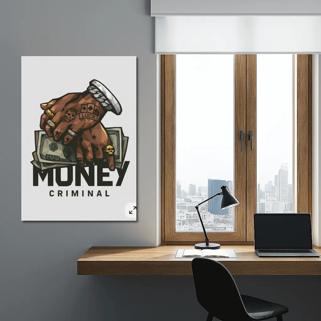 Money Criminal Tattooed Hand Gripping Cash – Wall Art