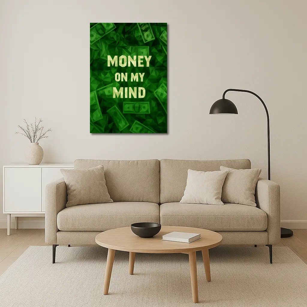 Money On My Mind Green Dollar Bills – Wall Art