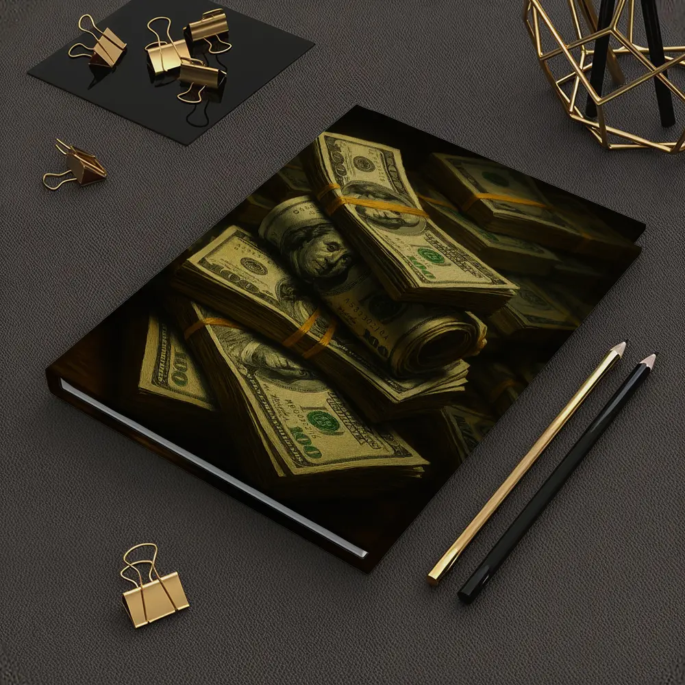 Stacked Hundred Dollar Bills Dark Background – Notebooks