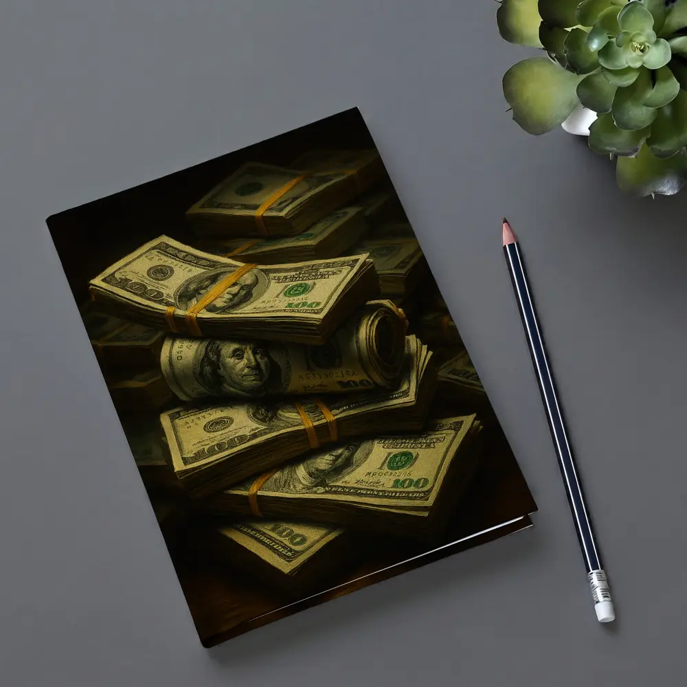 Stacked Hundred Dollar Bills Dark Background – Notebooks