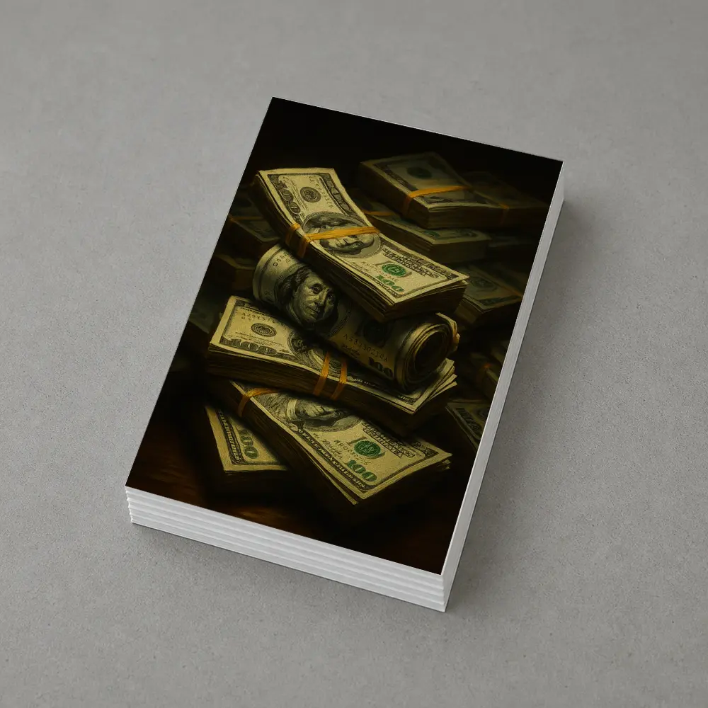 Stacked Hundred Dollar Bills Dark Background – Postcards