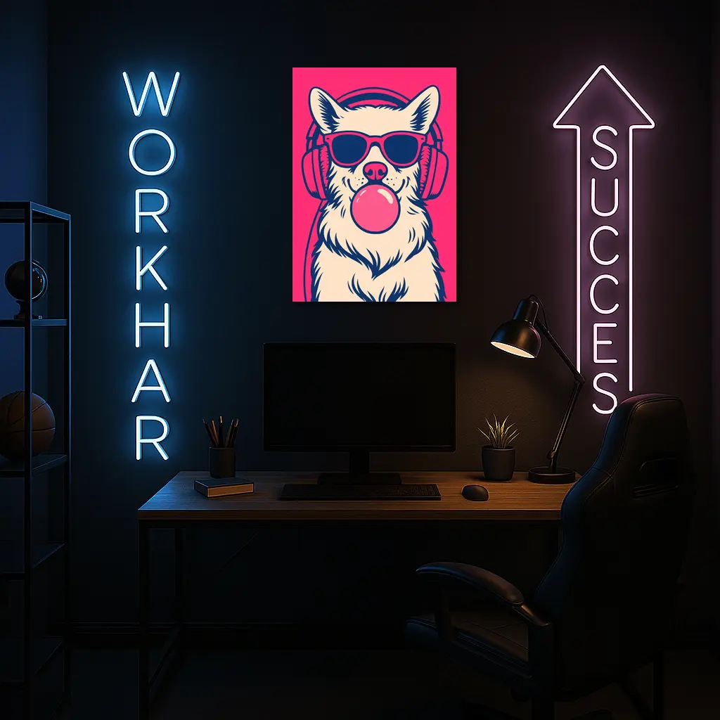Cool Corgi Dog Bubblegum Sunglasses Pink Background – Wall Art