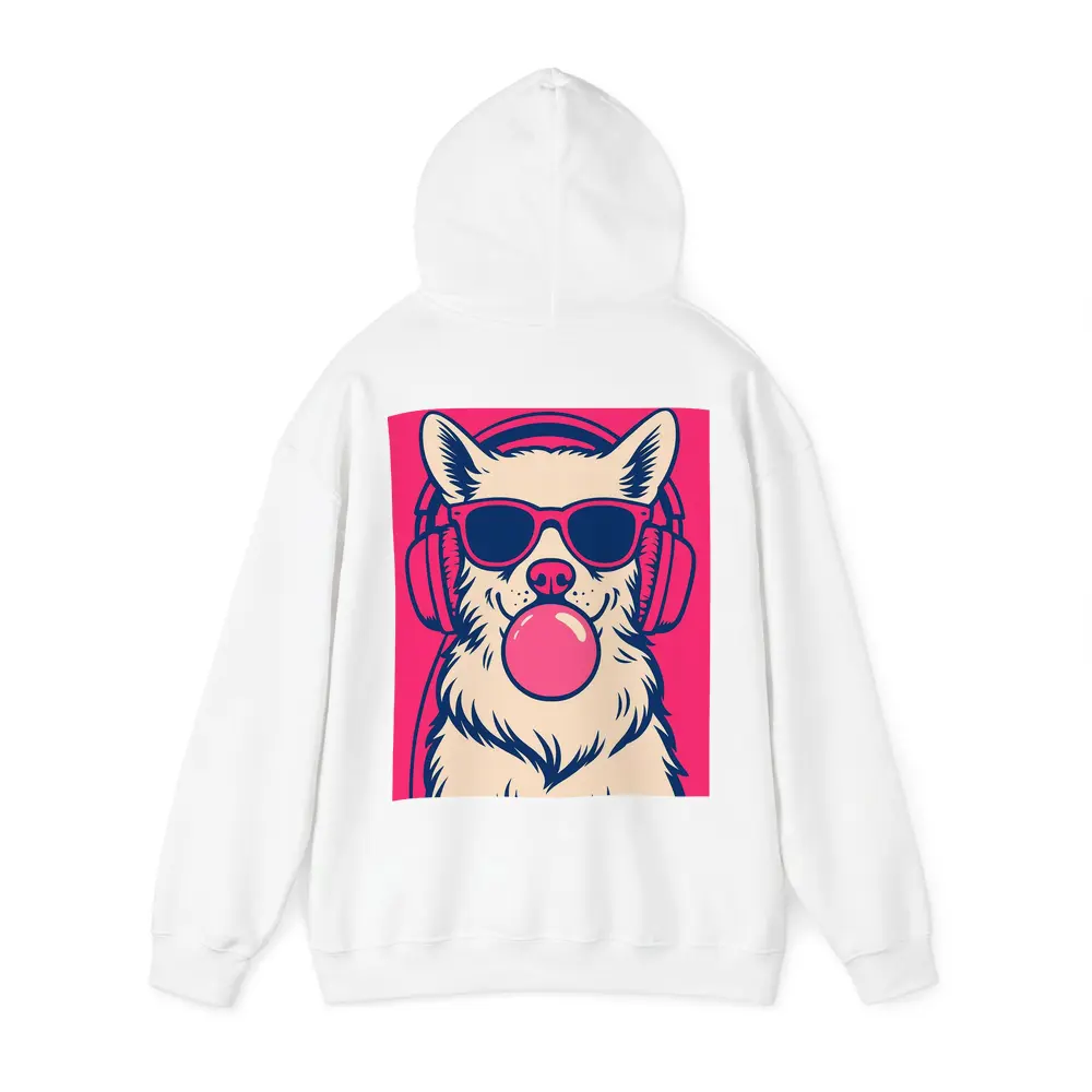Cool Corgi Dog Bubblegum Sunglasses Pink Background – Hoodies