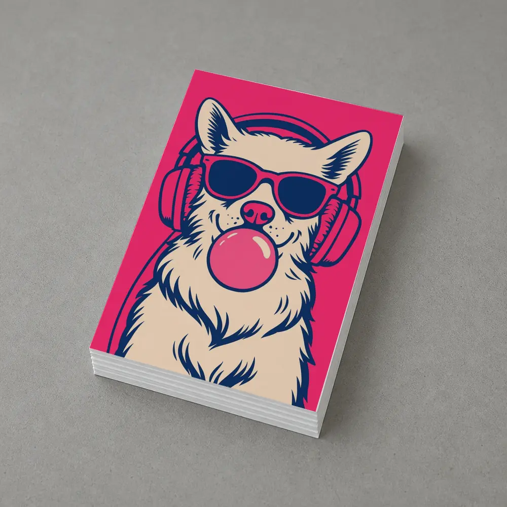 Cool Corgi Dog Bubblegum Sunglasses Pink Background – Postcards