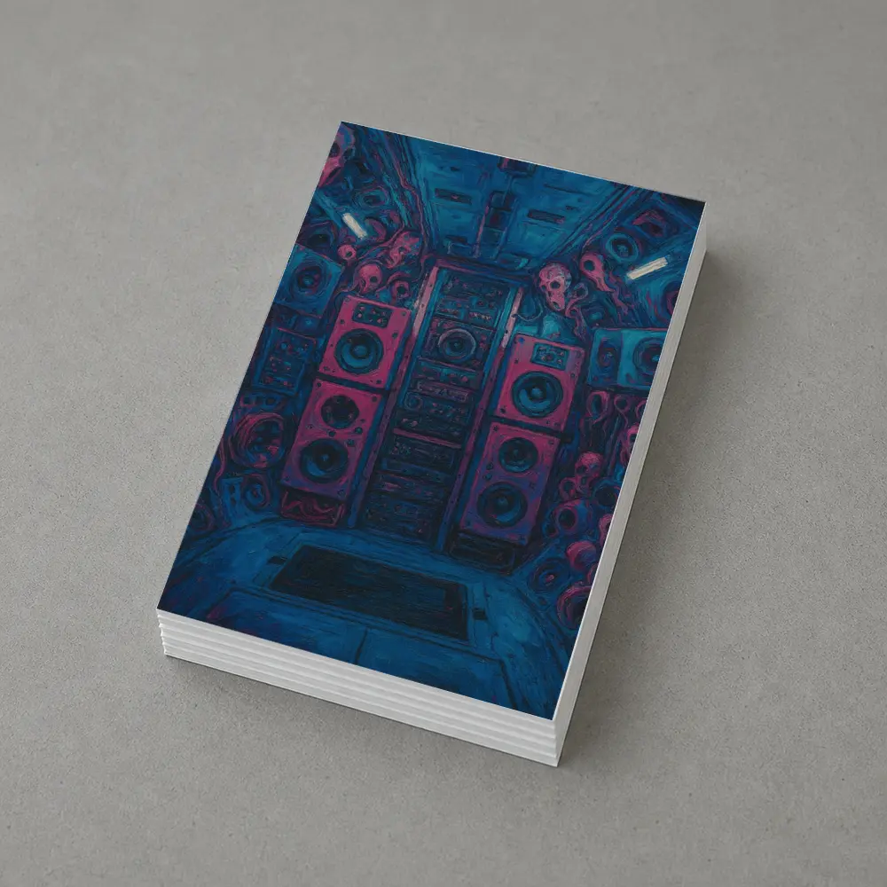 Dark Blue Room Massive Speakers Skull Art – Postcards