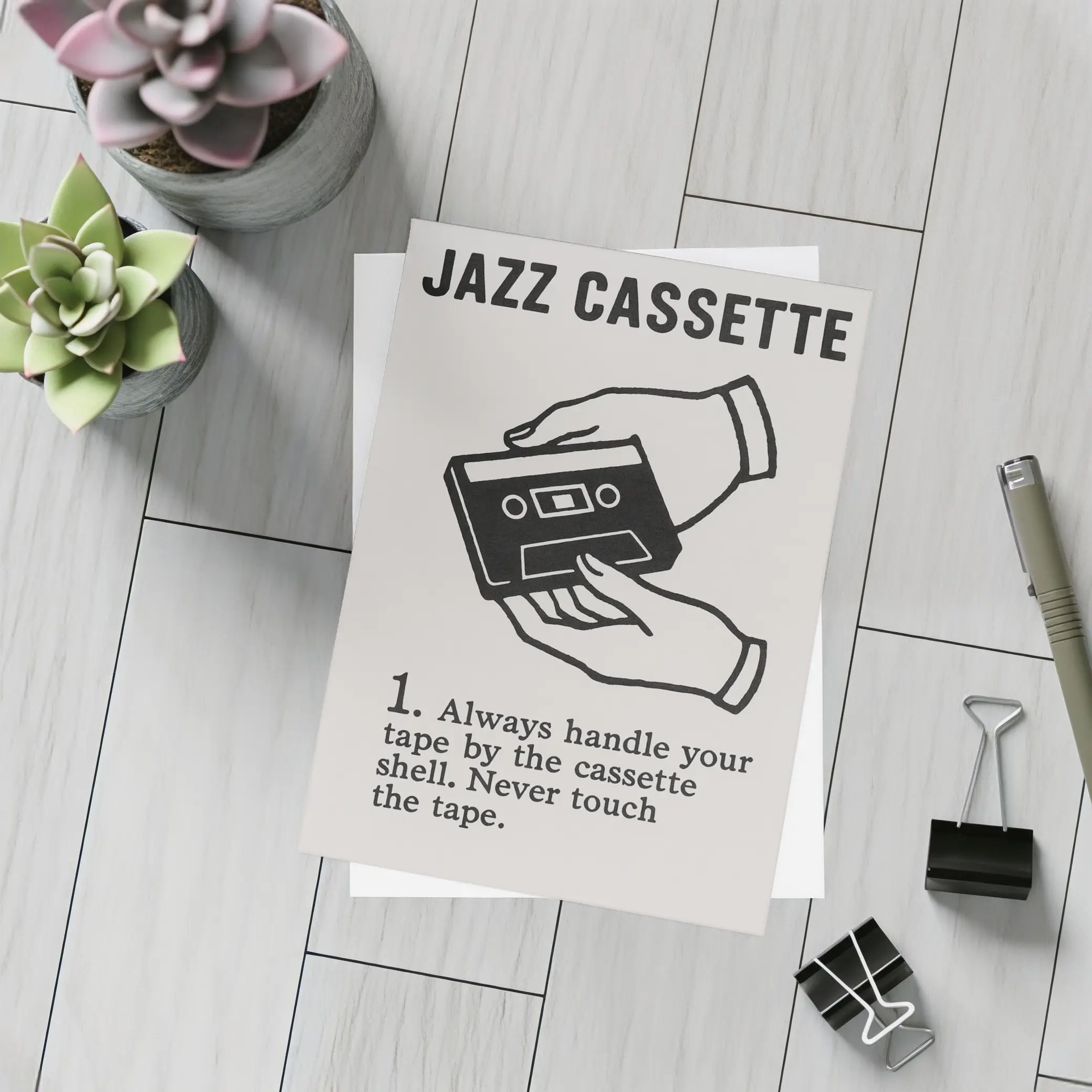 Jazz Cassette Tape Retro Instructional Art – Postcards