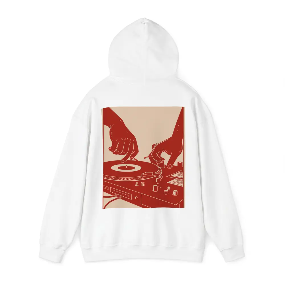 DJ Hands Scratching Vinyl Turntable Red – Hoodies
