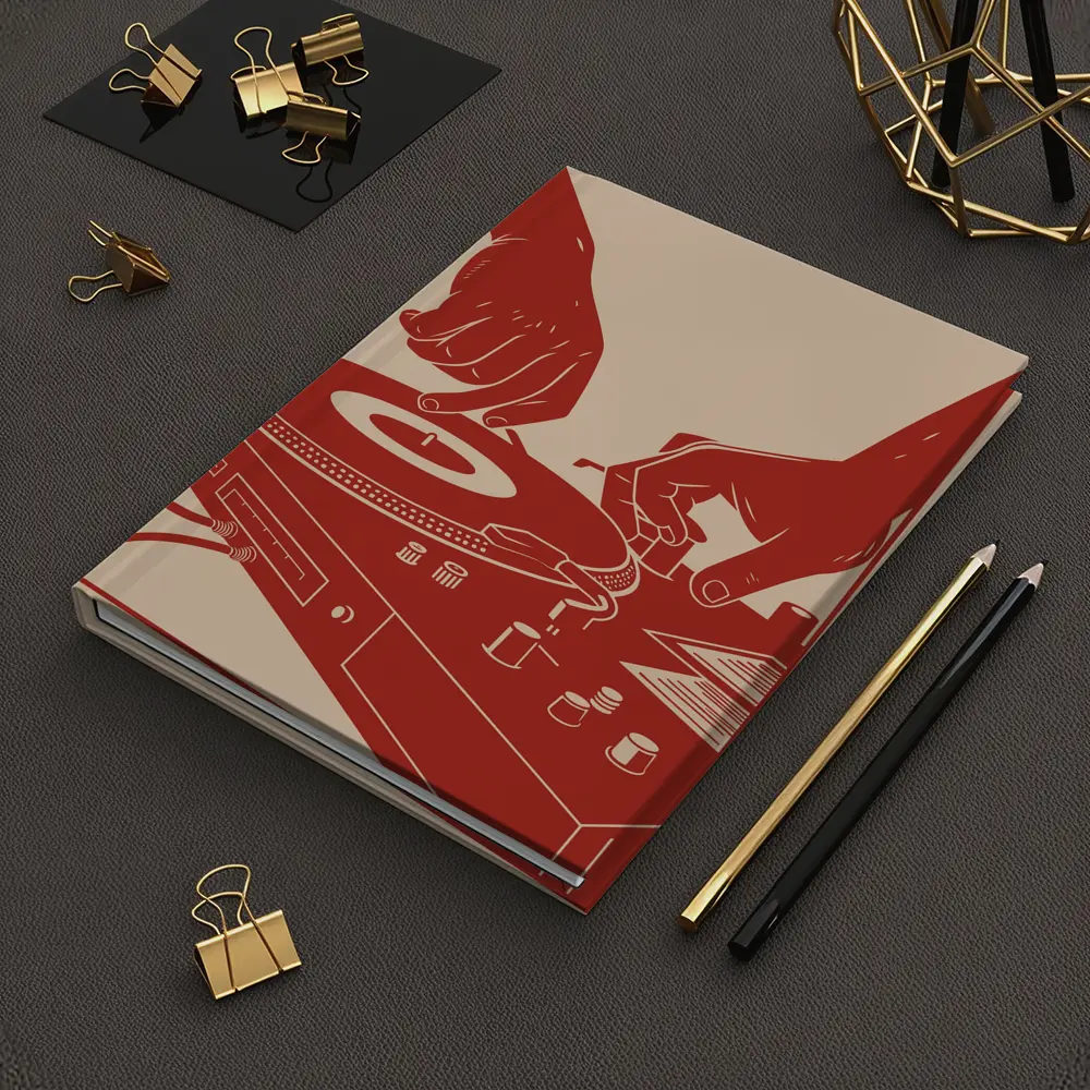 DJ Hands Scratching Vinyl Turntable Red – Notebooks