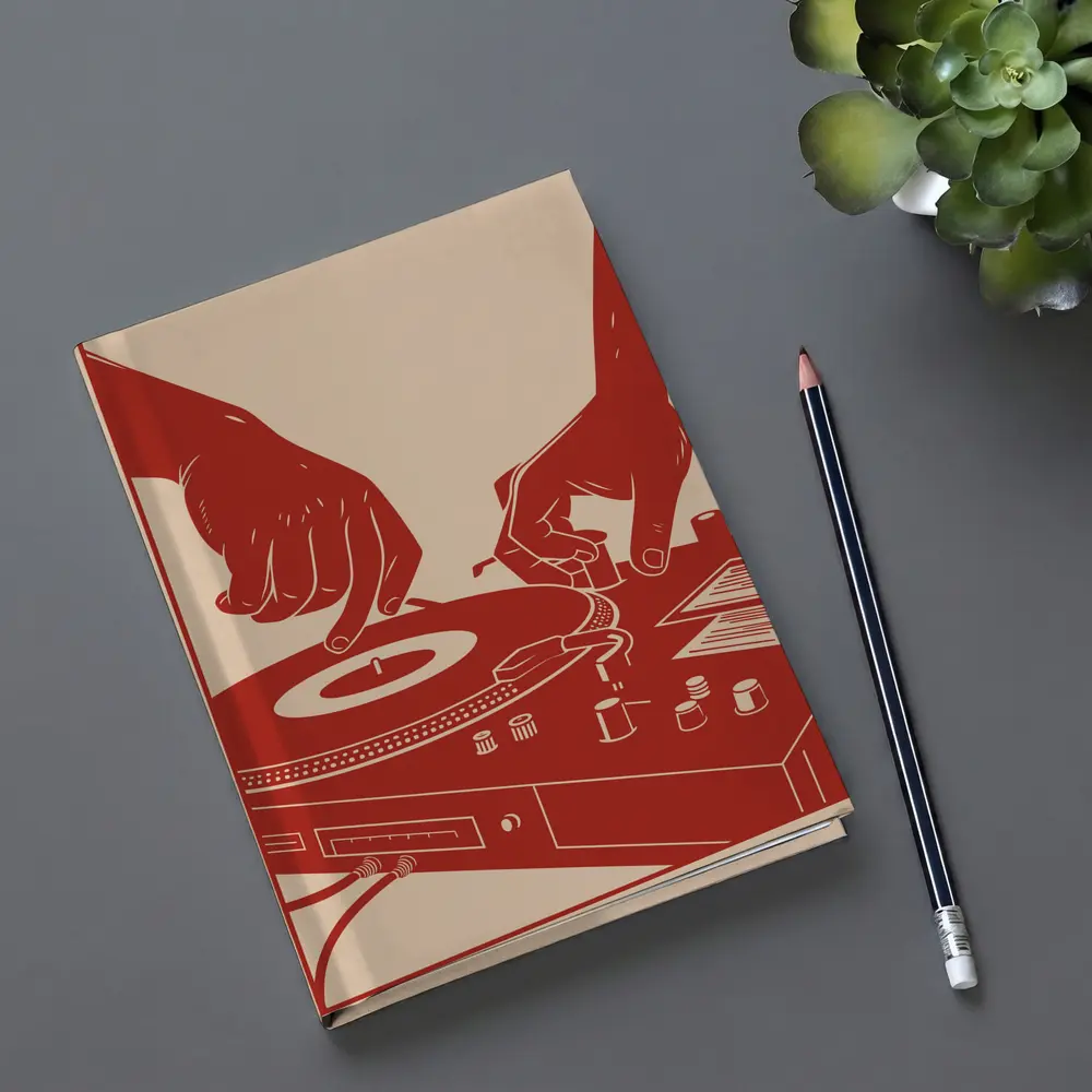 DJ Hands Scratching Vinyl Turntable Red – Notebooks