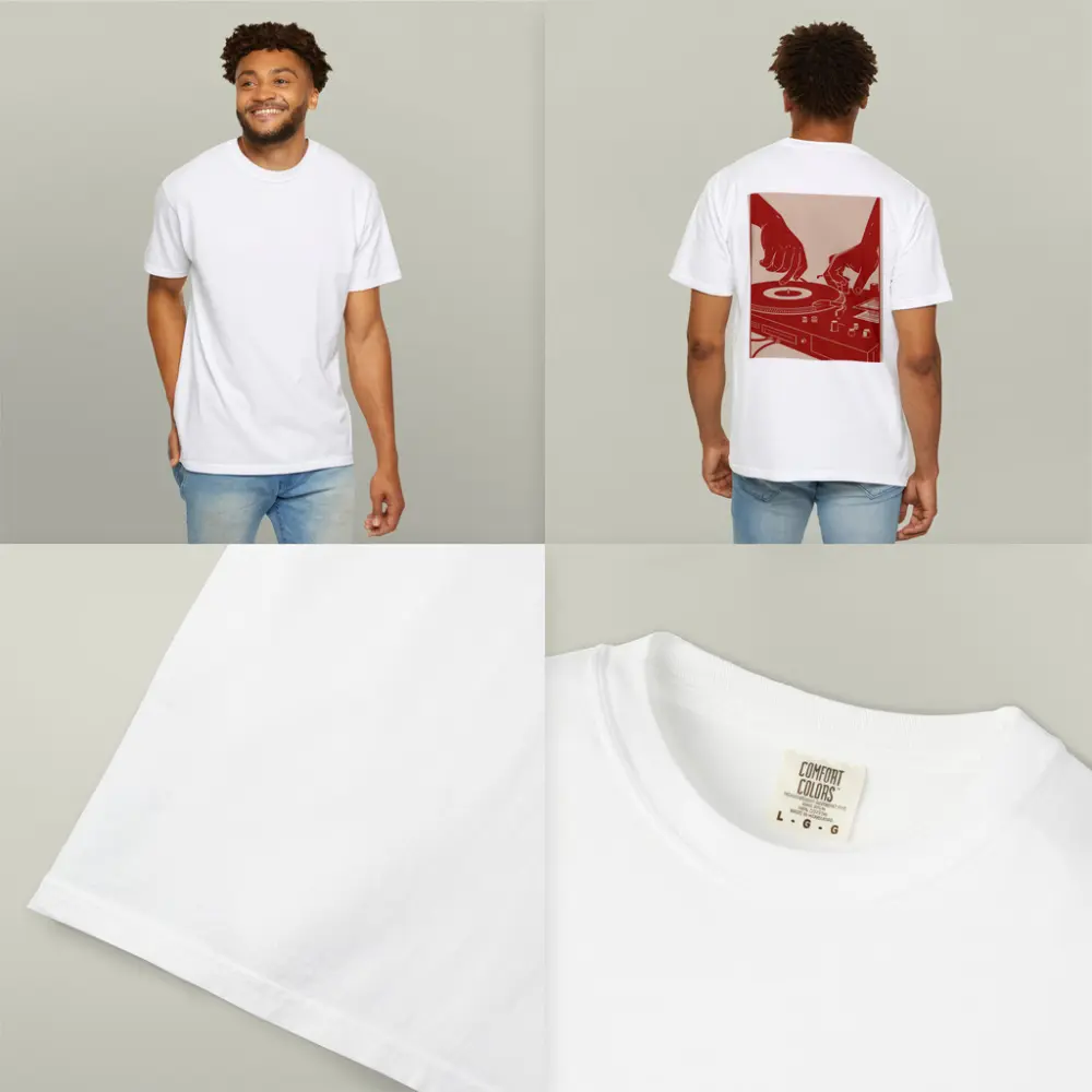 DJ Hands Scratching Vinyl Turntable Red – T-Shirts