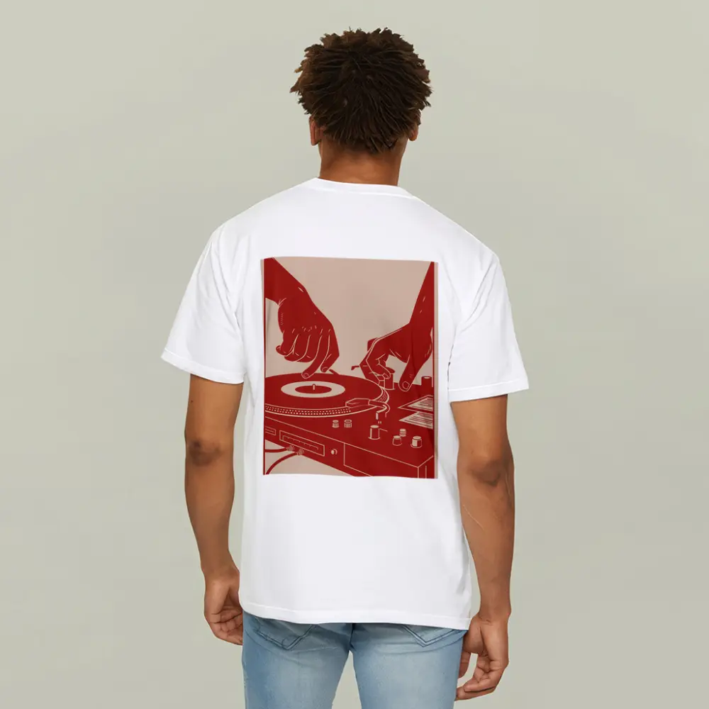 DJ Hands Scratching Vinyl Turntable Red – T-Shirts