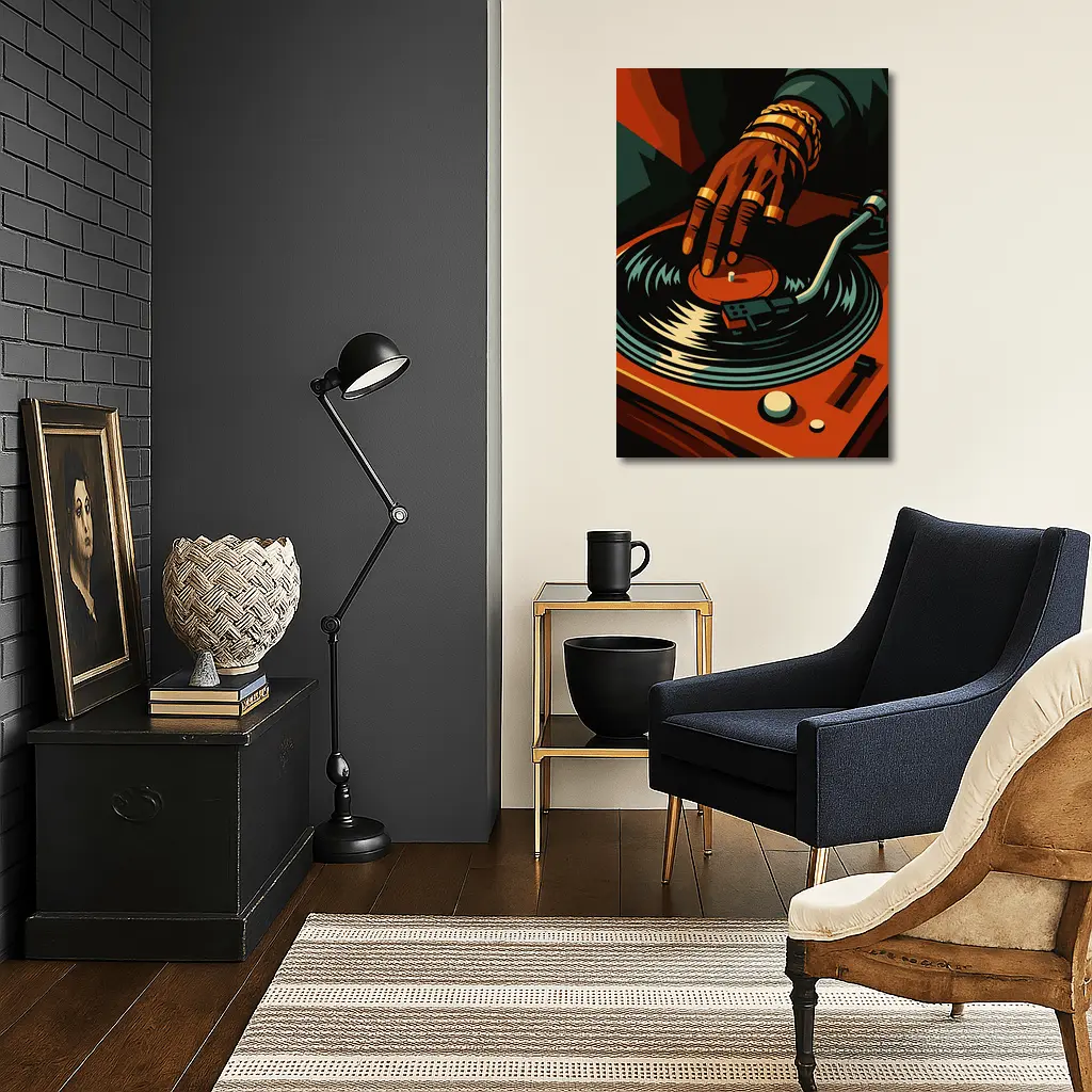 DJ Hand Scratching Vinyl Record Turntable Art – Wall Art