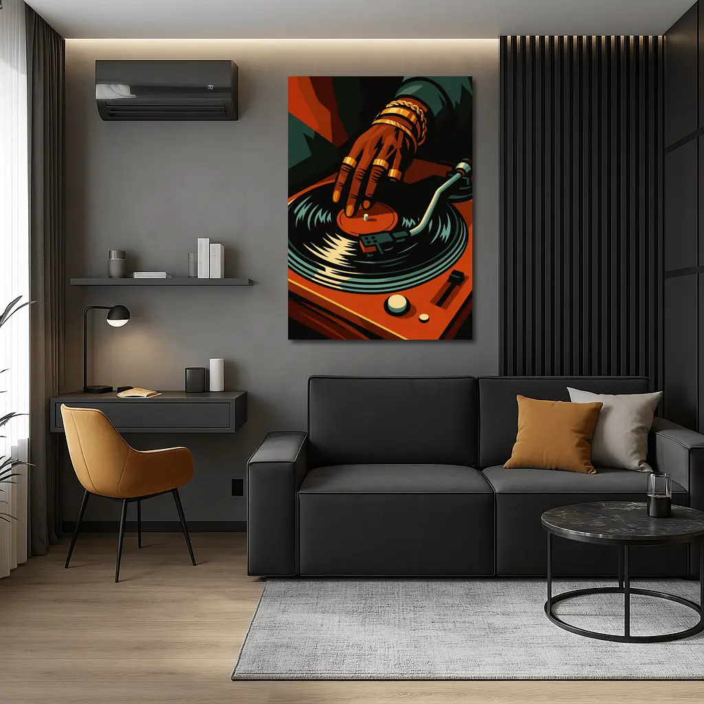 DJ Hand Scratching Vinyl Record Turntable Art – Wall Art