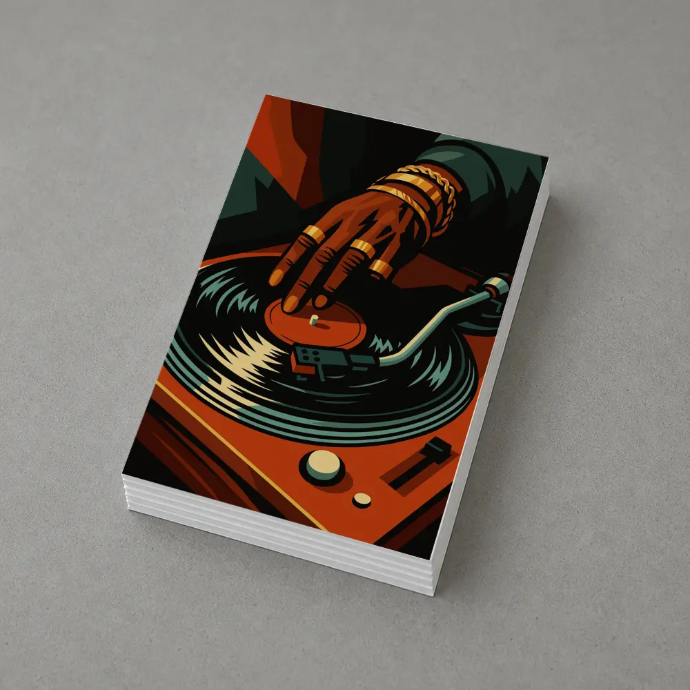DJ Hand Scratching Vinyl Record Turntable Art – Postcards